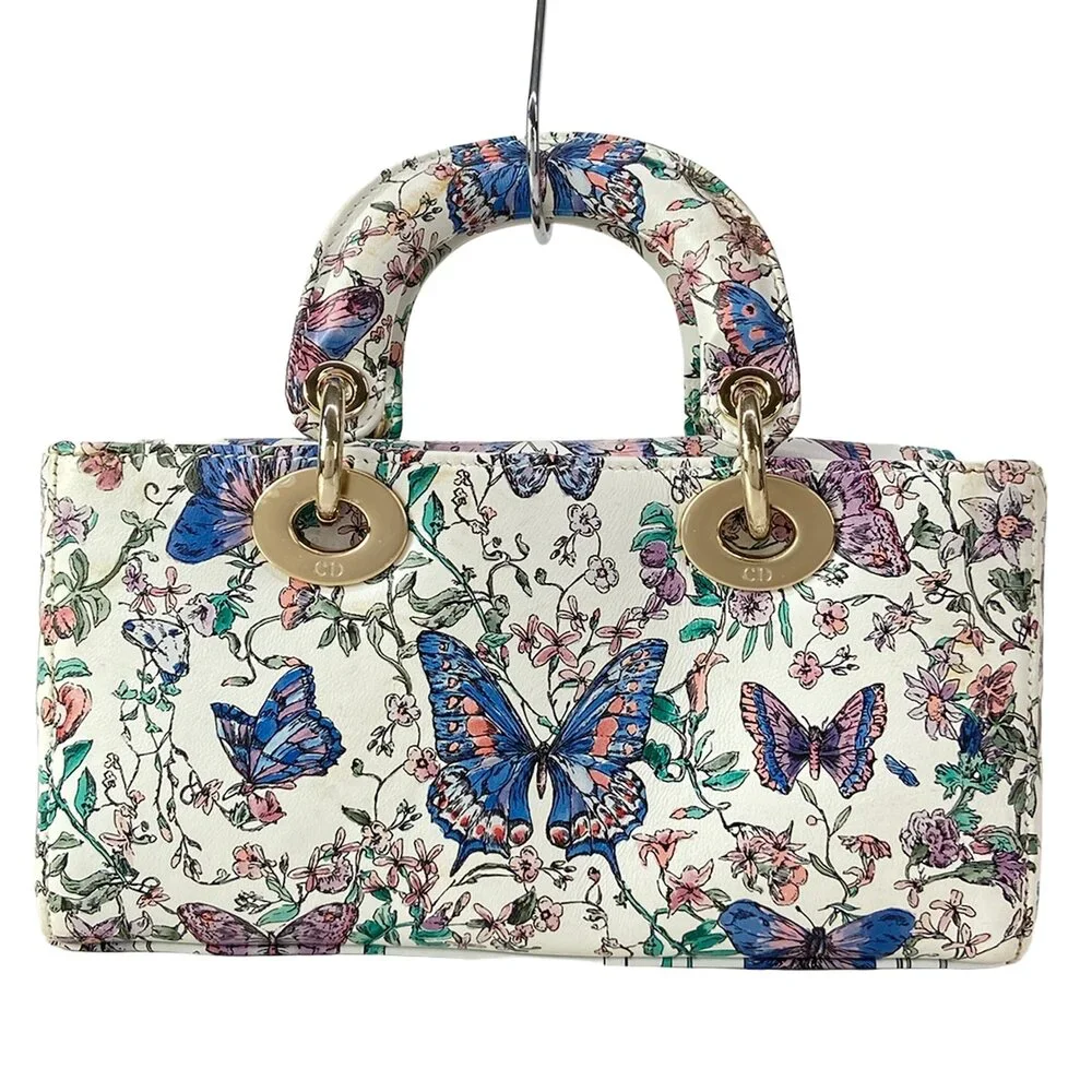 Christian Dior Lady D-Joy Bag Small/Lady D-Joy Handbag White Multi Pink